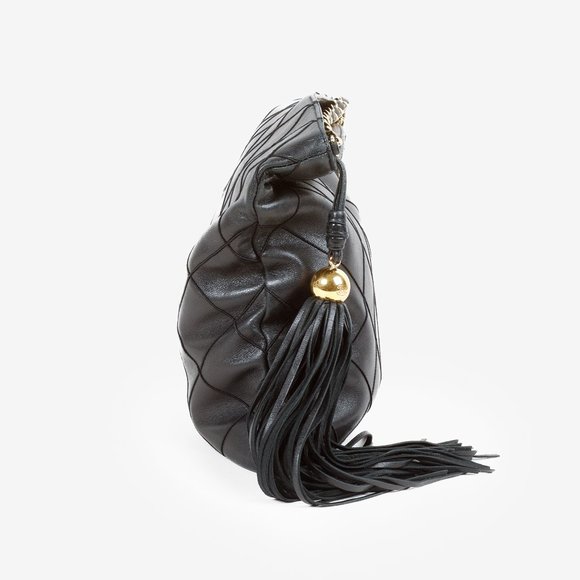 Chanel Vintage Chain Tassel Black Lambskin Crossbody Bag - Picture 3 of 12